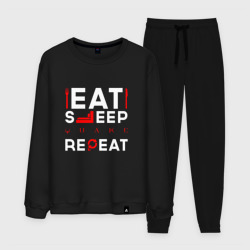 Мужской костюм хлопок Надпись eat sleep Quake repeat