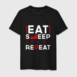 Мужская футболка хлопок Надпись eat sleep Quake repeat