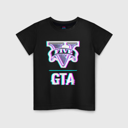Детская футболка хлопок GTA в стиле glitch и баги графики