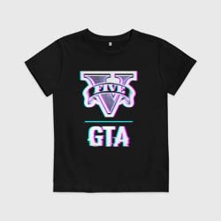 Детская футболка хлопок GTA в стиле glitch и баги графики