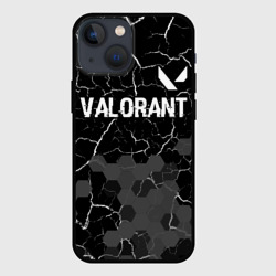 Чехол для iPhone 13 mini Valorant glitch на темном фоне: символ сверху