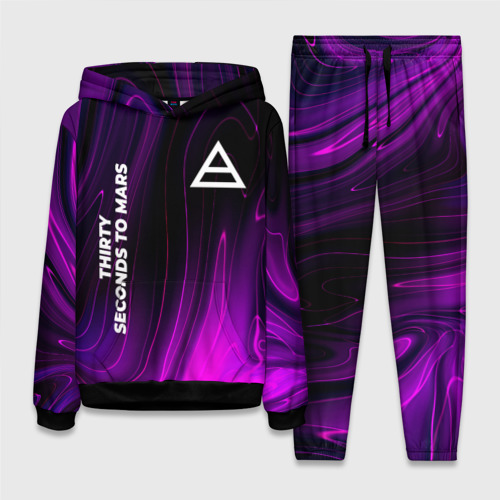 Женский костюм с толстовкой 3D Thirty Seconds to Mars violet plasma, цвет черный