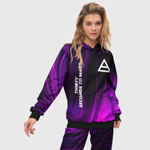 Женский костюм с толстовкой 3D Thirty Seconds to Mars violet plasma, цвет черный - фото 3