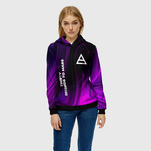 Женская толстовка 3D Thirty Seconds to Mars violet plasma, цвет 3D печать - фото 3