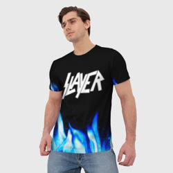 Мужская футболка 3D Slayer blue fire - фото 2