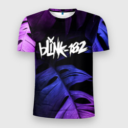 Мужская футболка 3D Slim Blink 182 neon monstera