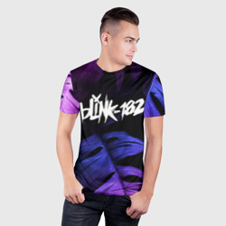 Мужская футболка 3D Slim Blink 182 neon monstera - фото 2
