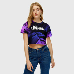 Женская футболка Crop-top 3D Blink 182 neon monstera - фото 2