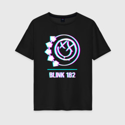 Женская футболка хлопок Oversize Blink 182 glitch rock