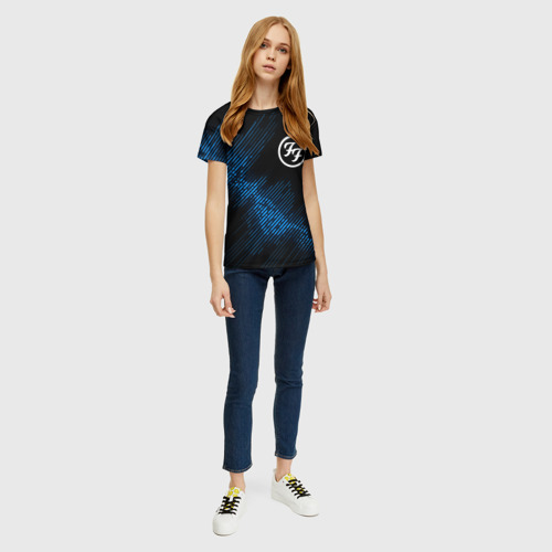 Женская футболка 3D с принтом Foo Fighters звуковая волна, вид сбоку #3