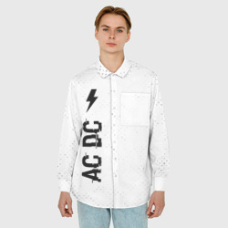 Мужская рубашка oversize 3D AC DC glitch на светлом фоне: по-вертикали - фото 2