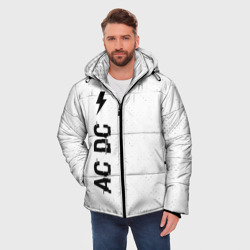 Мужская зимняя куртка 3D AC DC glitch на светлом фоне: по-вертикали - фото 2