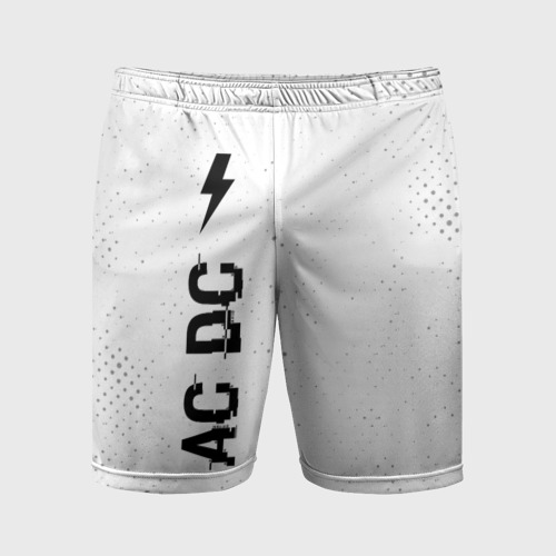 Мужские шорты спортивные с принтом AC DC glitch на светлом фоне: по-вертикали, вид спереди #2