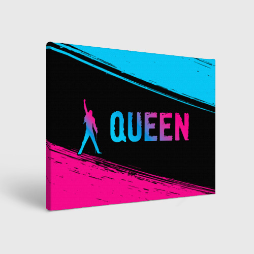 Холст прямоугольный Queen - neon gradient: надпись и символ, цвет 3D печать