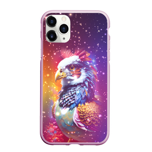 Чехол для iPhone 11 Pro Max матовый Fantastic bird and starry space, цвет розовый