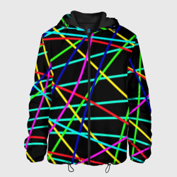 Чёрный в яркие цветные линии – Мужская куртка 3D с принтом купить со скидкой в -10%