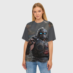 Женская футболка oversize 3D Gears of war Клейтон Кармайн - фото 2
