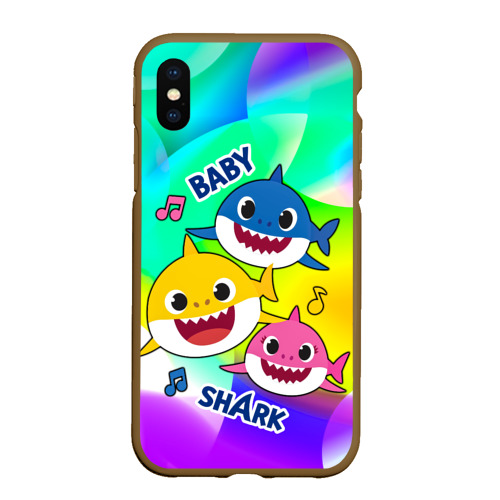 Чехол для iPhone XS Max матовый с принтом Baby Shark Brooklyn and friends, вид спереди #2