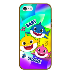 Чехол для iPhone 5/5S матовый Baby Shark Brooklyn and friends
