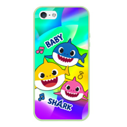 Чехол для iPhone 5/5S матовый Baby Shark Brooklyn and friends