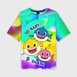 Женская футболка oversize 3D Baby Shark Brooklyn and friends