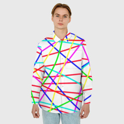 Мужская рубашка oversize 3D Яркие цветные линии - фото 2