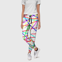 Яркие цветные линии – Женские брюки 3D с принтом купить