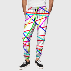 Яркие цветные линии – Мужские брюки 3D с принтом купить