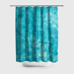 Штора 3D для ванной Листья стилизация текстура сине-голубой