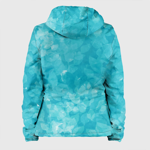 Женская куртка 3D Листья стилизация текстура сине-голубой, цвет белый - фото 2