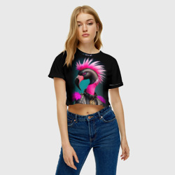 Женская футболка Crop-top 3D Фламинго рокер - фото 2