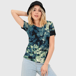 Женская футболка 3D Slim Темные листья - фото 2
