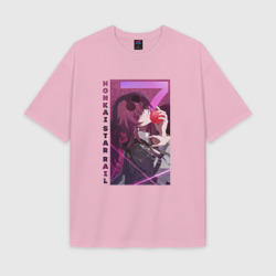 Женская футболка Oversize хлопок texturе Honkai - Кафка и яблоко