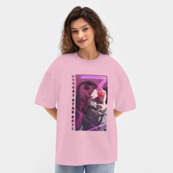 Женская футболка Oversize хлопок texturе Honkai - Кафка и яблоко - фото 2