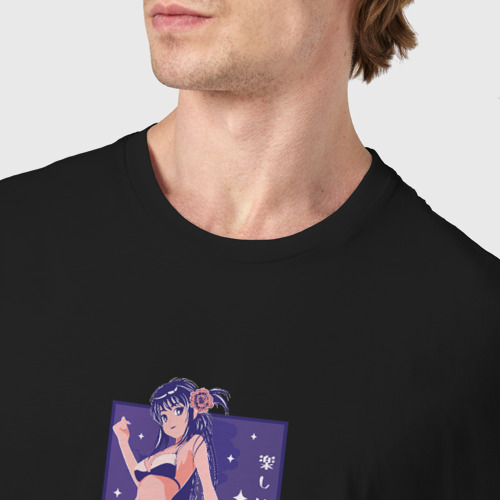 Мужская футболка хлопок с принтом Аниме девушка в бикини, фото #4