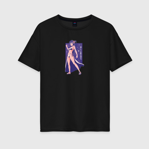 Женская футболка хлопок Oversize с принтом Аниме девушка в бикини, вид спереди #2