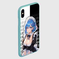 Чехол для iPhone XS Max матовый Рем - re Zero - иероглифы - фото 2