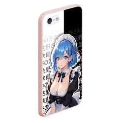 Чехол для iPhone 5/5S матовый Рем - re Zero - иероглифы - фото 2