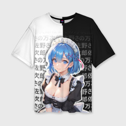 Женская футболка oversize 3D Рем - re Zero - иероглифы