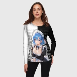 Женский лонгслив 3D Рем - re Zero - иероглифы - фото 2