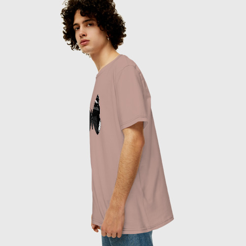 Мужская футболка хлопок Oversize Черно-белая бабочка, цвет пыльно-розовый - фото 5