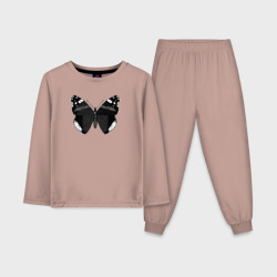Детская пижама с лонгсливом хлопок Черно-белая бабочка