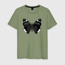 Мужская футболка хлопок Черно-белая бабочка