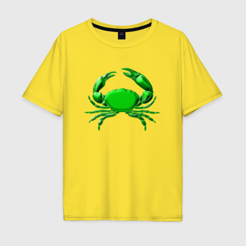 Мужская футболка хлопок Oversize с принтом Зеленый краб, вид спереди #2