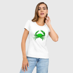Женская футболка хлопок Slim Зеленый краб - фото 2