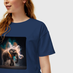 Женская футболка хлопок Oversize Магический слон - фото 2