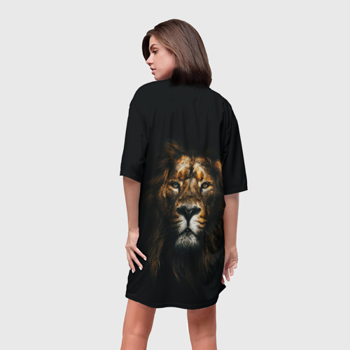 Платье-футболка 3D Мудрый лев во тьме, цвет 3D печать - фото 4