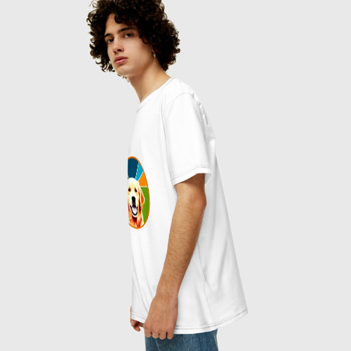 Мужская футболка хлопок Oversize с принтом Золотистый лабрадор ретривер, вид сбоку #3