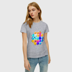 Женская футболка хлопок Бриллиантовые геометрические фигуры - фото 2