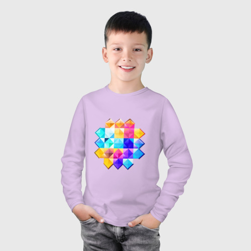 Детский лонгслив хлопок с принтом Бриллиантовые геометрические фигуры, фото на моделе #1